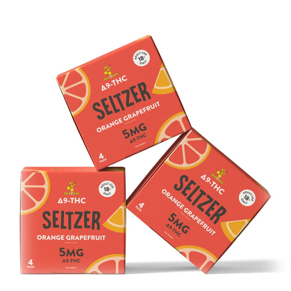 Delta-9 THC Seltzer - Grapefruit Orange, 4 Pack - Image 3
